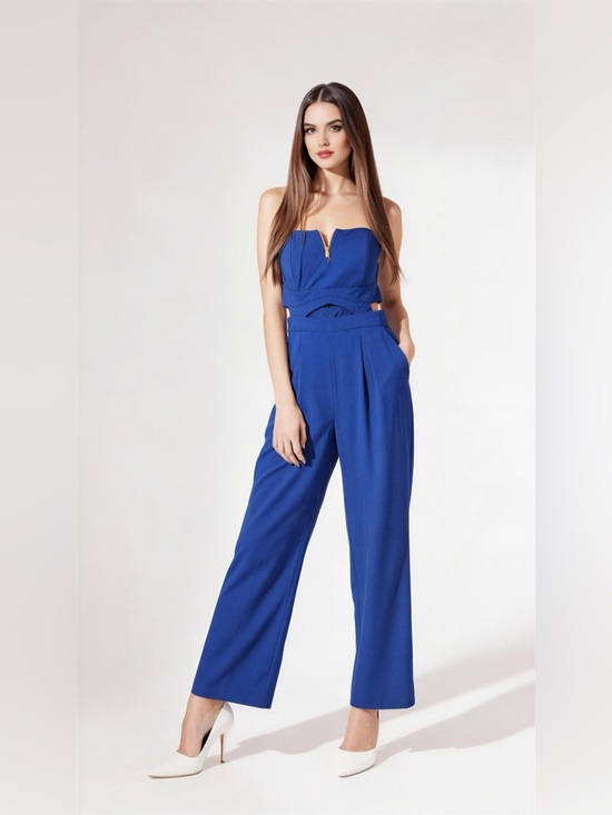 DO+BE Pants - DO+BE Royal Blue Strapless Jumpsuit